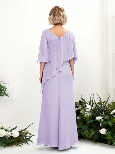 Carlyna Robe trapèze asymétrique manches cape demoiselle d'honneur Lilas #couleur_lilas