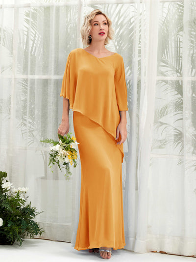 Carlyna Robe trapèze asymétrique manches cape demoiselle d'honneur Mangue #couleur_mangue