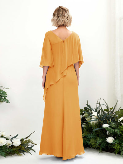 Carlyna Robe trapèze asymétrique manches cape demoiselle d'honneur Mangue #couleur_mangue
