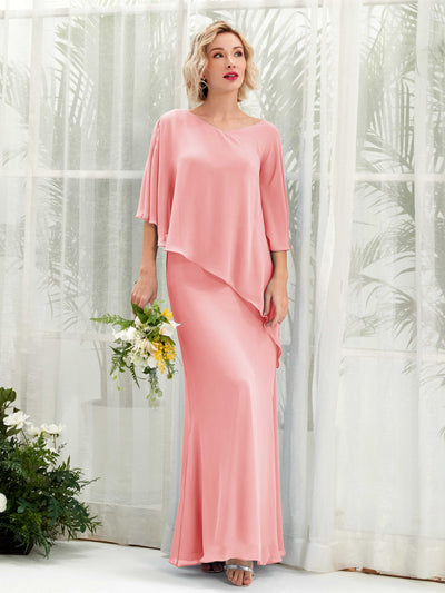 Carlyna Robe trapèze asymétrique manches cape demoiselle d'honneur Rose Ballet #couleur_rose-ballet