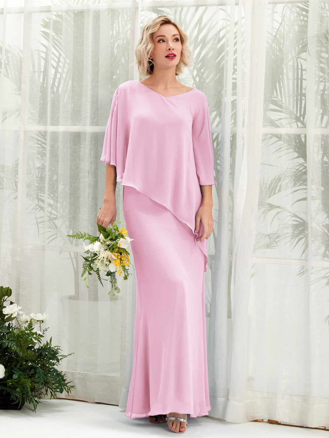 Carlyna Robe trapèze asymétrique manches cape demoiselle d&