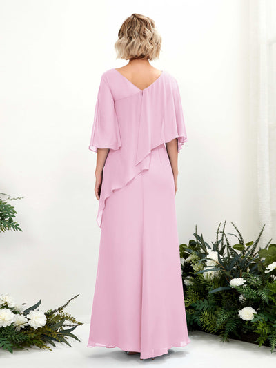Carlyna Robe trapèze asymétrique manches cape demoiselle d'honneur Rose Bonbon #couleur_rose-bonbon