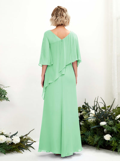 Carlyna Robe trapèze asymétrique manches cape demoiselle d'honneur Vert Menthe #couleur_vert-menthe
