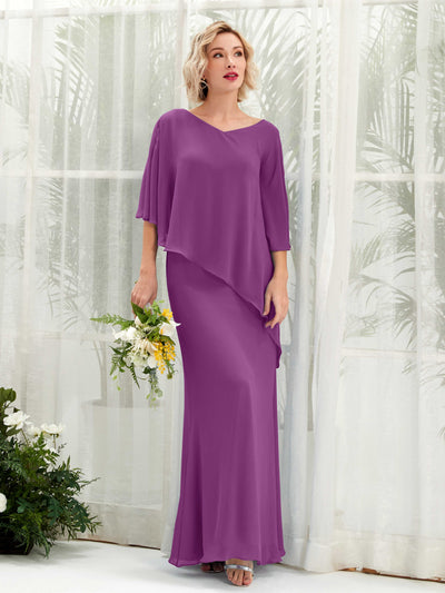 Carlyna Robe trapèze asymétrique manches cape demoiselle d'honneur Violet #couleur_violet