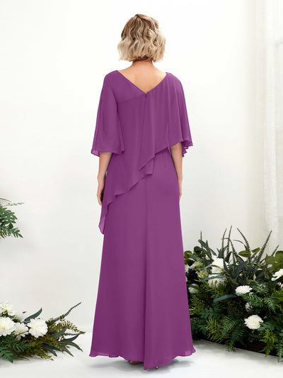 Carlyna Robe trapèze asymétrique manches cape demoiselle d'honneur Violet #couleur_violet