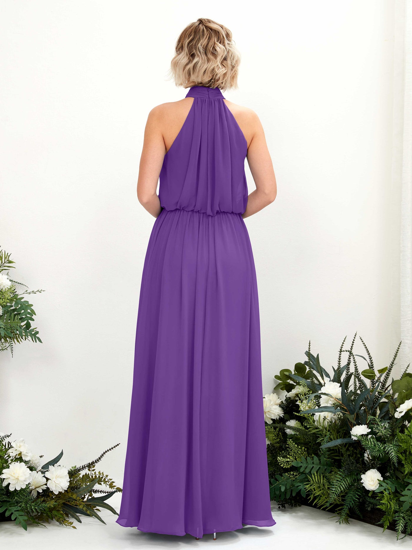 Carlyna Robe trapèze avec col rond longueur ras du sol en mousseline robes de demoiselle d'honneur Régence #couleur_r-gence
