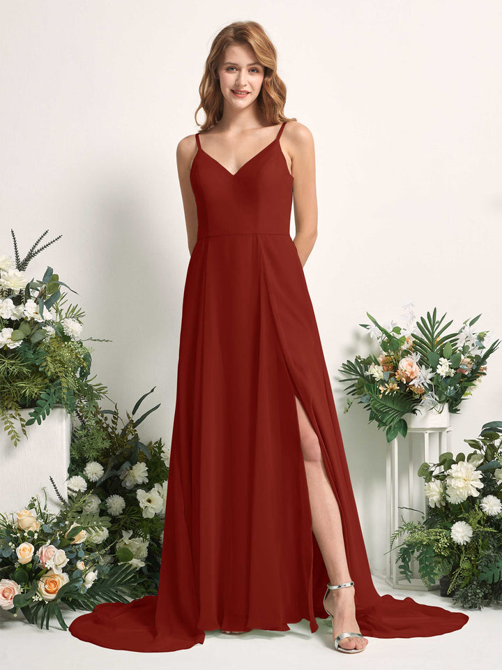 Carlyna Robe trapèze avec col V et fente sur la jambe longueur ras du sol demoiselle d&