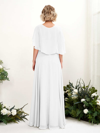 Carlyna Robe trapèze avec col V et manches cape longueur au sol robe de demoiselle d'honneur Blanc #couleur_blanc
