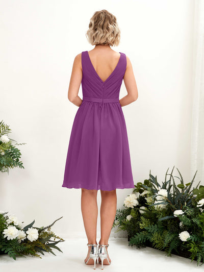 Carlyna Robe trapèze avec col V longueur genou mousseline Violet #couleur_violet