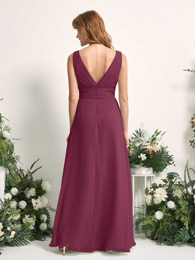 Carlyna Robe trapèze avec col V longueur ras du sol robe de demoiselle d'honneur Chianti #couleur_chianti