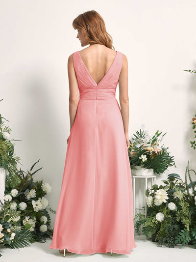 Carlyna Robe trapèze avec col V longueur ras du sol robe de demoiselle d'honneur Rose Ballet #couleur_rose-ballet
