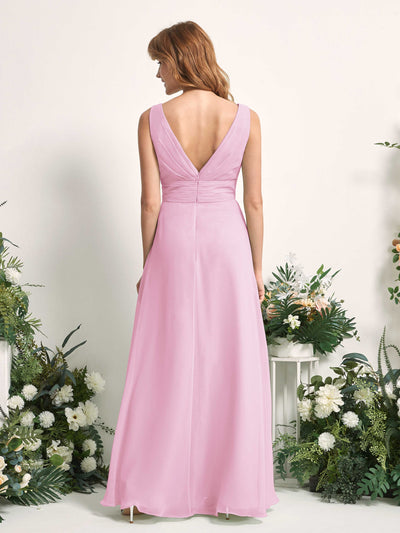 Carlyna Robe trapèze avec col V longueur ras du sol robe de demoiselle d'honneur Rose Bonbon #couleur_rose-bonbon