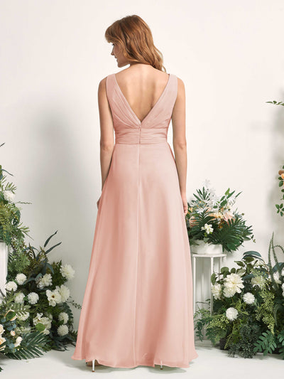Carlyna Robe trapèze avec col V longueur ras du sol robe de demoiselle d'honneur Rose Perle #couleur_rose-perle
