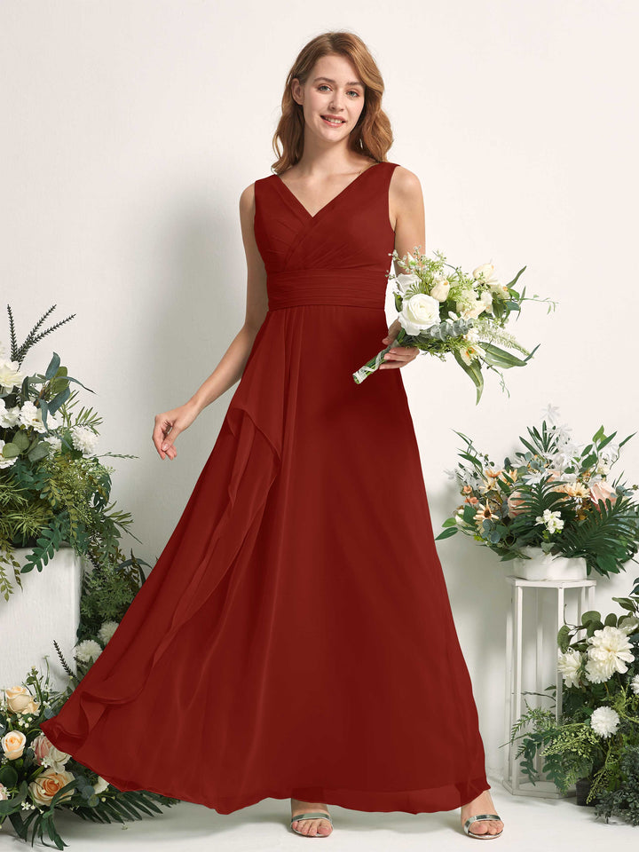 Carlyna Robe trapèze avec col V longueur ras du sol robe de demoiselle d&