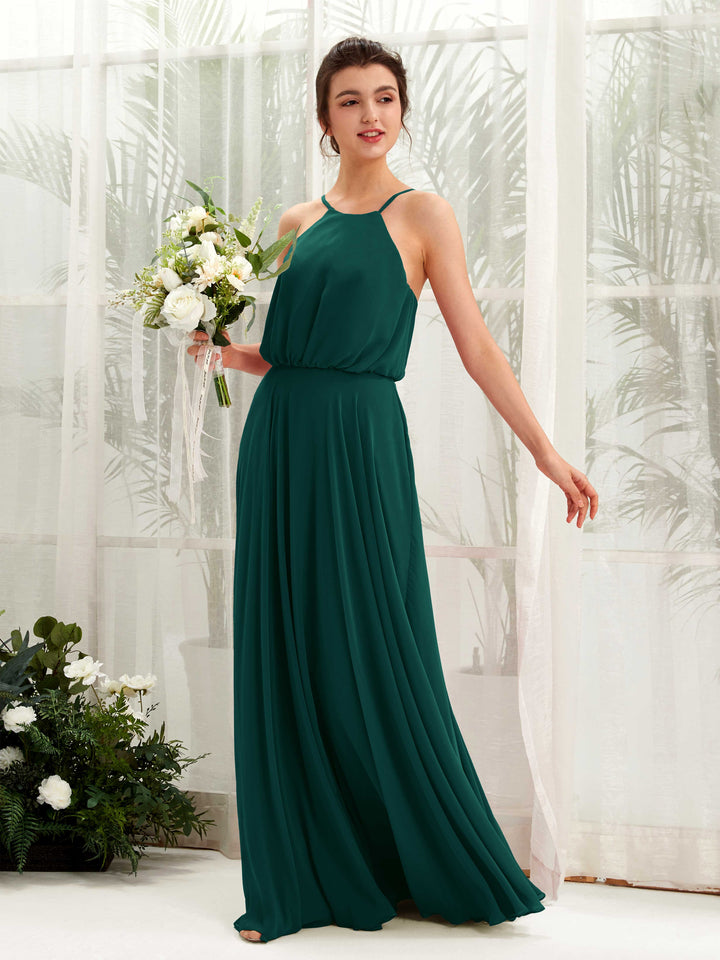Carlyna Robe trapèze bretelles spaghetti mousseline longueur ras du sol Émeraude Foncé 