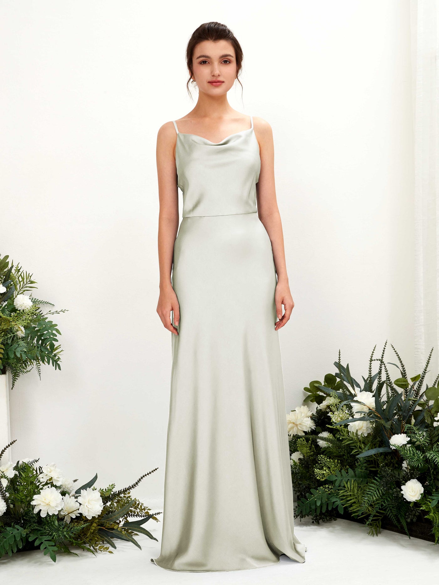 Carlyna Robe trapèze col bénitier longueur ras du sol demoiselle d'honneur Ivoire #couleur_ivoire