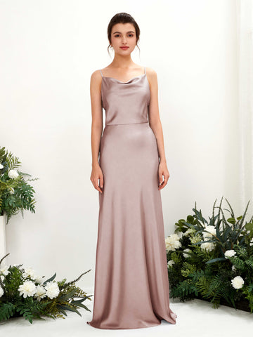 Carlyna Robe trapèze col bénitier longueur ras du sol demoiselle d'honneur Rose Poussiéreux #couleur_rose-poussi-reux