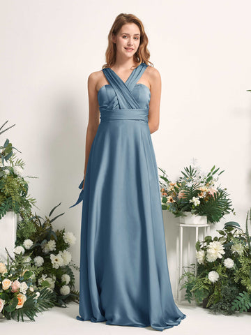 Carlyna Robe trapèze col cœur longueur ras du sol demoiselle d'honneur Bleu Encre #couleur_bleu-encre