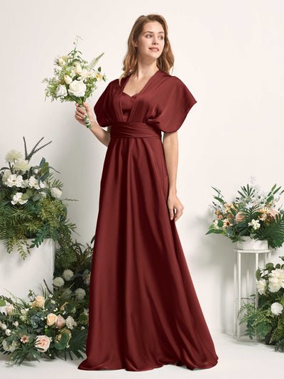 Carlyna Robe trapèze col cœur longueur ras du sol demoiselle d'honneur Bordeaux #couleur_bordeaux