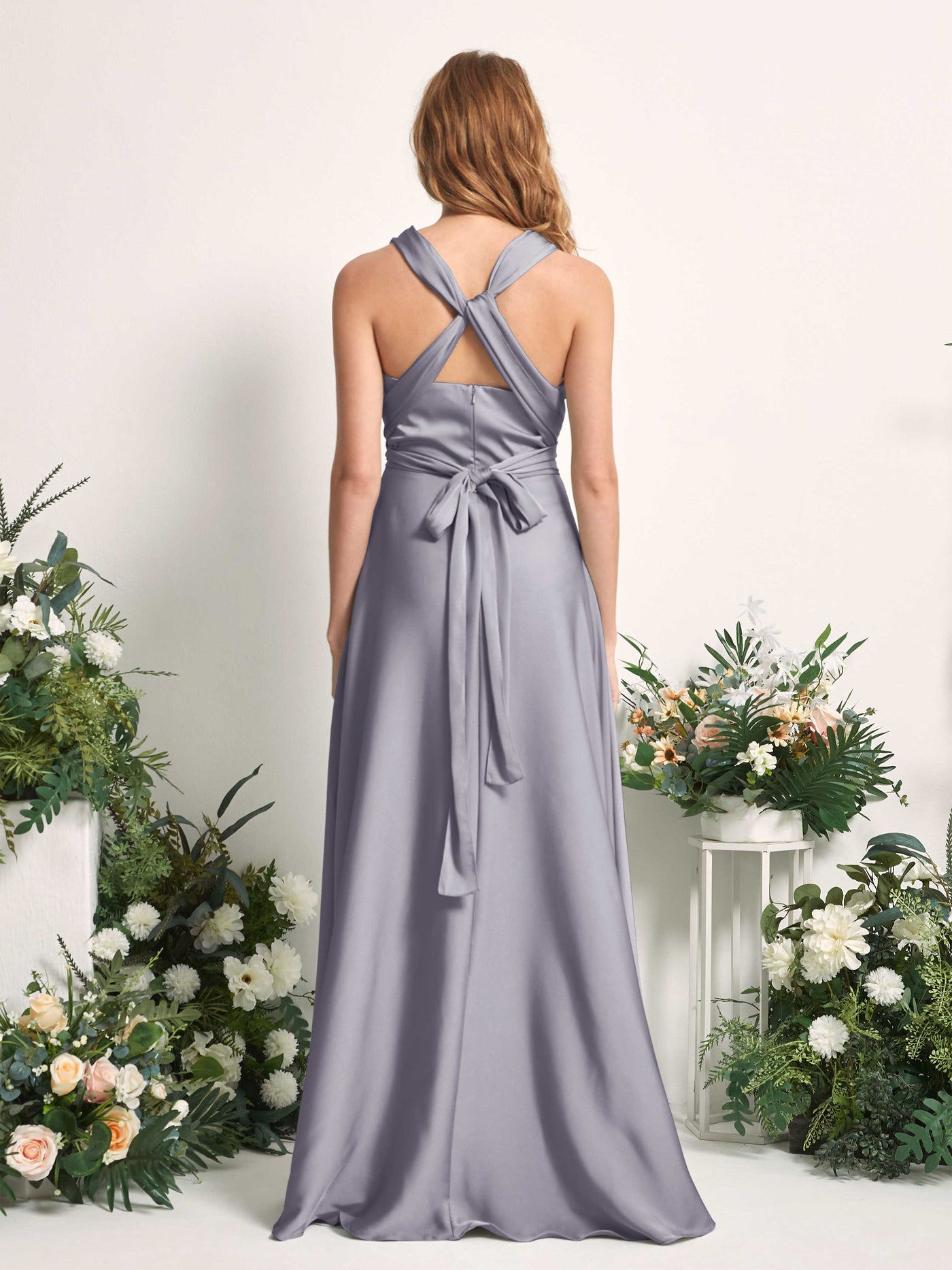 Carlyna Robe trapèze col cœur longueur ras du sol demoiselle d'honneur Brume Violette #couleur_brume-violette
