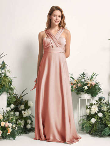 Carlyna Robe trapèze col cœur longueur ras du sol demoiselle d'honneur Cantaloup #couleur_cantaloup