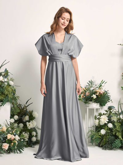 Carlyna Robe trapèze col cœur longueur ras du sol demoiselle d'honneur Gris Acier #couleur_gris-acier