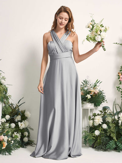 Carlyna Robe trapèze col cœur longueur ras du sol demoiselle d'honneur Gris Boussole #couleur_gris-boussole