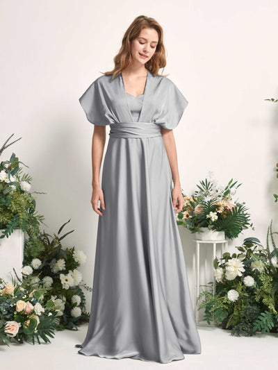 Carlyna Robe trapèze col cœur longueur ras du sol demoiselle d'honneur Gris Boussole #couleur_gris-boussole