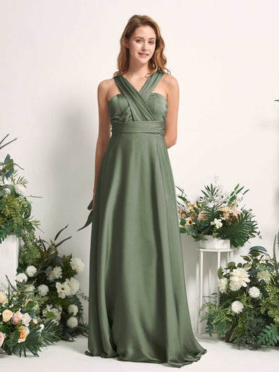 Carlyna Robe trapèze col cœur longueur ras du sol demoiselle d'honneur Olive #couleur_olive