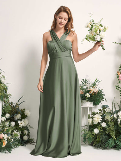 Carlyna Robe trapèze col cœur longueur ras du sol demoiselle d'honneur Olive #couleur_olive