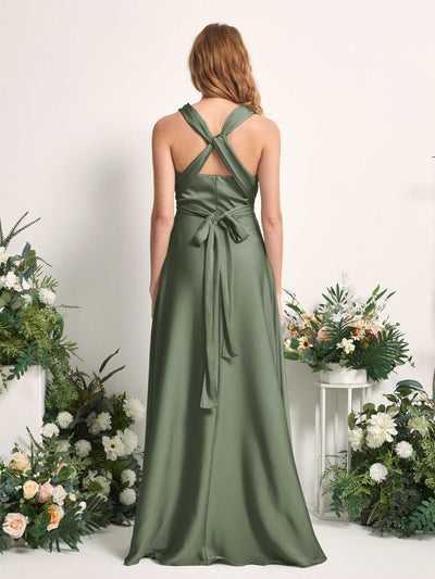 Carlyna Robe trapèze col cœur longueur ras du sol demoiselle d'honneur Olive #couleur_olive