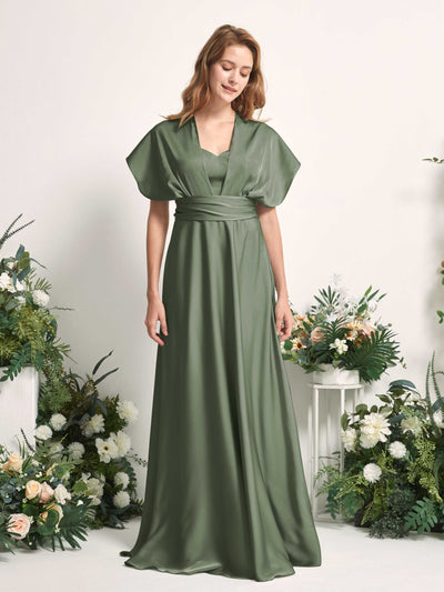 Carlyna Robe trapèze col cœur longueur ras du sol demoiselle d'honneur Olive #couleur_olive