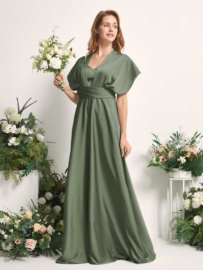 Carlyna Robe trapèze col cœur longueur ras du sol demoiselle d'honneur Olive #couleur_olive