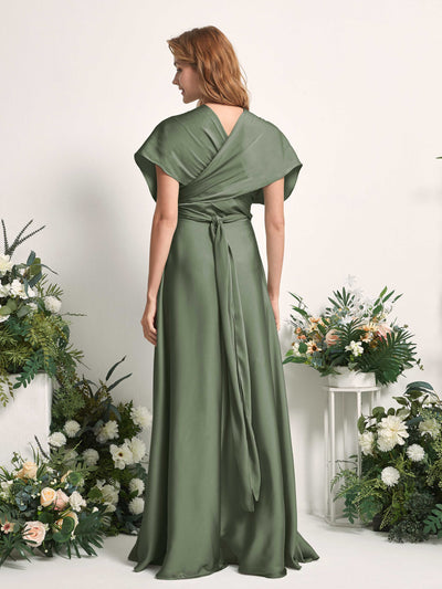 Carlyna Robe trapèze col cœur longueur ras du sol demoiselle d'honneur Olive #couleur_olive