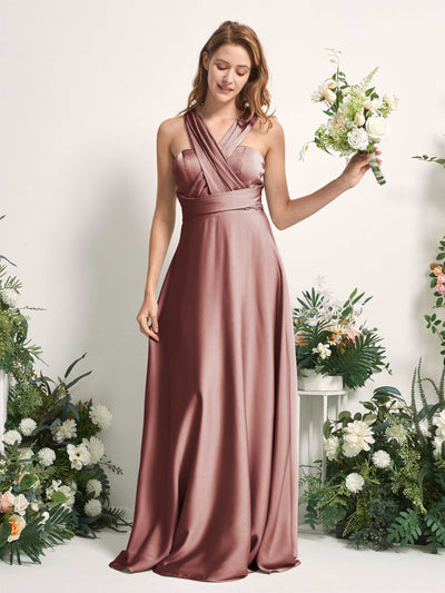 Carlyna Robe trapèze col cœur longueur ras du sol demoiselle d'honneur Rose Du Désert #couleur_rose-du-d-sert