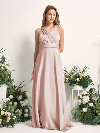 Carlyna Robe trapèze col cœur longueur ras du sol demoiselle d'honneur Rose Perle #couleur_rose-perle