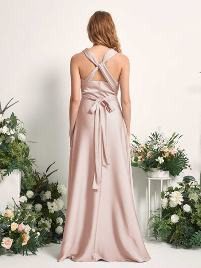 Carlyna Robe trapèze col cœur longueur ras du sol demoiselle d'honneur Rose Perle #couleur_rose-perle