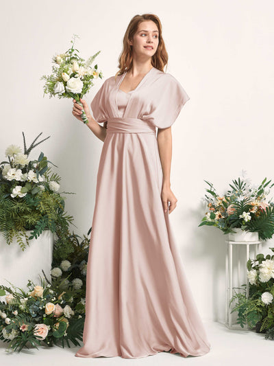 Carlyna Robe trapèze col cœur longueur ras du sol demoiselle d'honneur Rose Perle #couleur_rose-perle