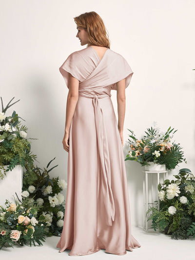 Carlyna Robe trapèze col cœur longueur ras du sol demoiselle d'honneur Rose Perle #couleur_rose-perle