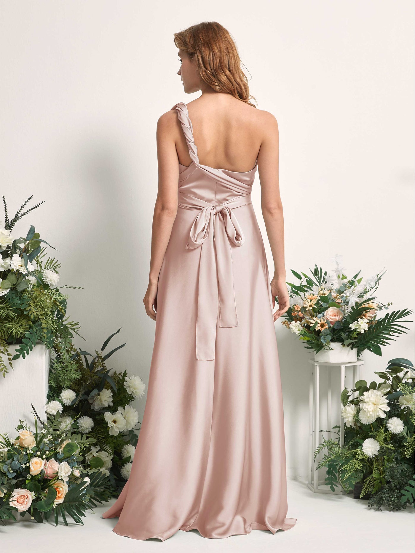 Carlyna Robe trapèze col cœur longueur ras du sol demoiselle d'honneur Rose Perle #couleur_rose-perle
