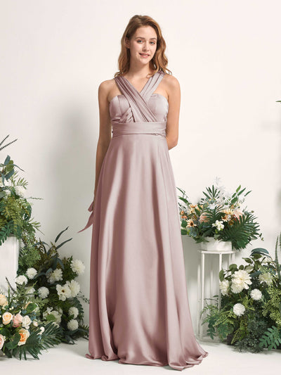 Carlyna Robe trapèze col cœur longueur ras du sol demoiselle d'honneur Rose Poussiéreux #couleur_rose-poussi-reux