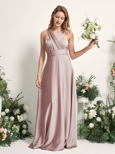 Carlyna Robe trapèze col cœur longueur ras du sol demoiselle d'honneur Rose Poussiéreux #couleur_rose-poussi-reux