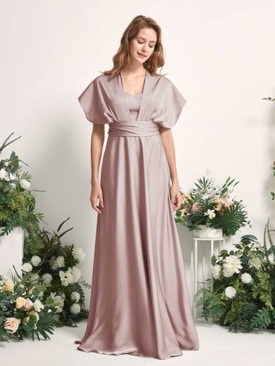 Carlyna Robe trapèze col cœur longueur ras du sol demoiselle d'honneur Rose Poussiéreux #couleur_rose-poussi-reux