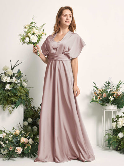 Carlyna Robe trapèze col cœur longueur ras du sol demoiselle d'honneur Rose Poussiéreux #couleur_rose-poussi-reux