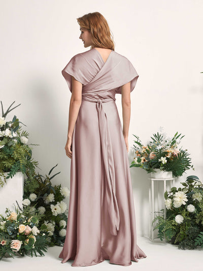 Carlyna Robe trapèze col cœur longueur ras du sol demoiselle d'honneur Rose Poussiéreux #couleur_rose-poussi-reux
