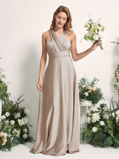 Carlyna Robe trapèze col cœur longueur ras du sol demoiselle d'honneur Taupe #couleur_taupe