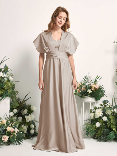 Carlyna Robe trapèze col cœur longueur ras du sol demoiselle d'honneur Taupe #couleur_taupe