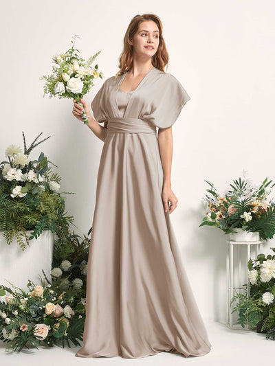 Carlyna Robe trapèze col cœur longueur ras du sol demoiselle d'honneur Taupe #couleur_taupe