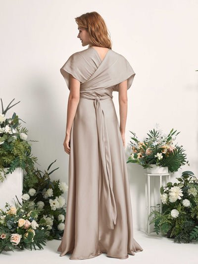 Carlyna Robe trapèze col cœur longueur ras du sol demoiselle d'honneur Taupe #couleur_taupe