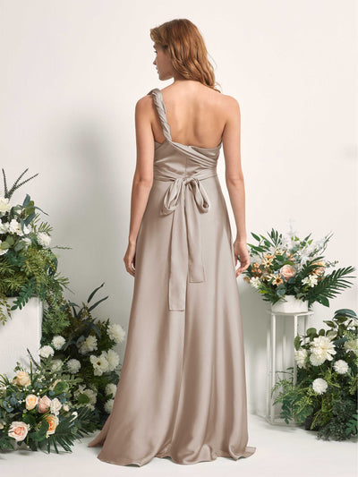 Carlyna Robe trapèze col cœur longueur ras du sol demoiselle d'honneur Taupe #couleur_taupe